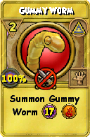 Wizard101 Myth spell card: Gummy Worm, Spell ID 15698