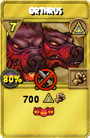 Wizard101 Myth spell card: Orthrus, Spell ID 15706