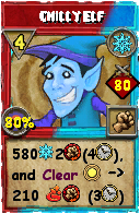 Wizard101 Ice spell card: Chilly Elf, Spell ID 15707