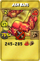 Wizard101 Fire spell card: Ash Bats, Spell ID 15756