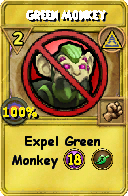 Wizard101 Myth spell card: Green Monkey, Spell ID 15792
