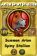 Wizard101 Myth spell card: Arion Spiny Stallion, Spell ID 15794