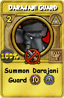 Wizard101 Myth spell card: Darajani Guard, Spell ID 15795