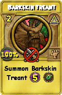Wizard101 Myth spell card: Barkskin Treant, Spell ID 15800