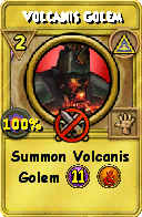 Wizard101 Myth spell card: Volcanis Golem, Spell ID 15813