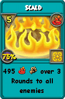 Wizard101 Fire spell card: Scald, Spell ID 15856