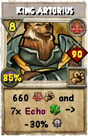 Wizard101 Balance spell card: King Artorius, Spell ID 15882