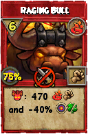 Wizard101 Fire spell card: Raging Bull, Spell ID 15893
