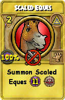 Wizard101 Myth spell card: Scaled Eques, Spell ID 15896