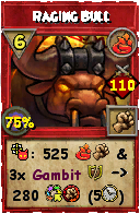 Wizard101 Fire spell card: Raging Bull, Spell ID 15900