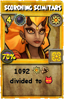 Wizard101 Sun spell card: Scorching Scimitars, Spell ID 15903