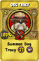 Wizard101 Myth spell card: Dog Tracy, Spell ID 15904
