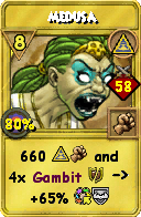 Wizard101 Myth spell card: Medusa, Spell ID 15915