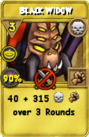 Wizard101 Death spell card: Black Widow, Spell ID 15923