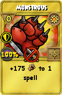Wizard101 Sun spell card: Monstrous, Spell ID 15945