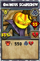 Wizard101 Shadow spell card: Ominous Scarecrow, Spell ID 15954