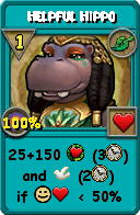 Wizard101 Life spell card: Helpful Hippo, Spell ID 15990