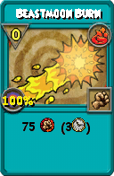 Wizard101 Fire spell card: Beastmoon Burn, Spell ID 15991
