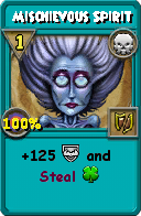 Wizard101 Death spell card: Mischievous Spirit, Spell ID 15993