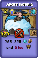 Wizard101 Ice spell card: Angry Snowpig, Spell ID 15836