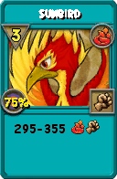 Wizard101 Fire spell card: Sunbird, Spell ID 15263