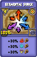 Wizard101 Sun spell card: Elemental Surge, Spell ID 15520