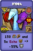 Wizard101 Balance spell card: Hydra, Spell ID 15009