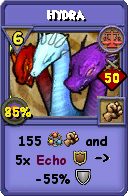Wizard101 Balance spell card: Hydra, Spell ID 15004