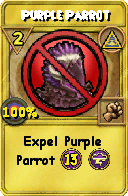 Wizard101 Myth spell card: Purple Parrot, Spell ID 15815