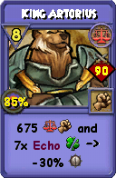 Wizard101 Balance spell card: King Artorius, Spell ID 15890