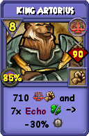 Wizard101 Balance spell card: King Artorius, Spell ID 15886