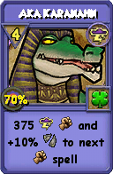 Wizard101 Storm spell card: Aka Karanahn, Spell ID 15941