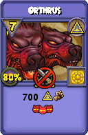 Wizard101 Myth spell card: Orthrus, Spell ID 15718