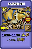 Wizard101 Myth spell card: Sabertooth, Spell ID 15045