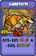 Wizard101 Balance spell card: Sabertooth, Spell ID 15319