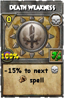 Wizard101 Death spell card: Death Weakness, Spell ID 15546
