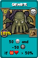 Wizard101 Death spell card: Grimbite, Spell ID 16009