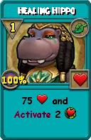 Wizard101 Life spell card: Healing Hippo, Spell ID 16018