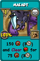Wizard101 Death spell card: Malady, Spell ID 16028