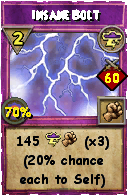 Wizard101 Storm spell card: Insane Bolt, Spell ID 16049