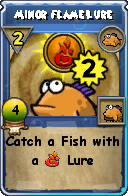 Wizard101 Fishing spell card: Minor Flame Lure, Spell ID 16063