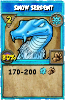 Wizard101 Ice spell card: Snow Serpent, Spell ID 16088