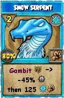 Wizard101 Ice spell card: Snow Serpent, Spell ID 16089