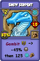 Wizard101 Ice spell card: Snow Serpent, Spell ID 16108