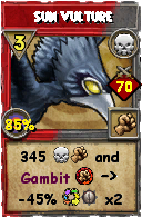 Wizard101 Death spell card: Sun Vulture, Spell ID 16119