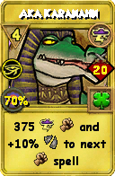 Wizard101 Storm spell card: Aka Karanahn, Spell ID 16131