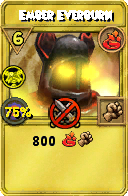 Wizard101 Fire spell card: Ember Everburn, Spell ID 16156