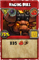 Wizard101 Fire spell card: Raging Bull, Spell ID 16209