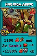 Wizard101 Fire spell card: Fire from Above, Spell ID 16211