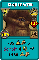 Wizard101 Myth spell card: Scion of Myth, Spell ID 16246
